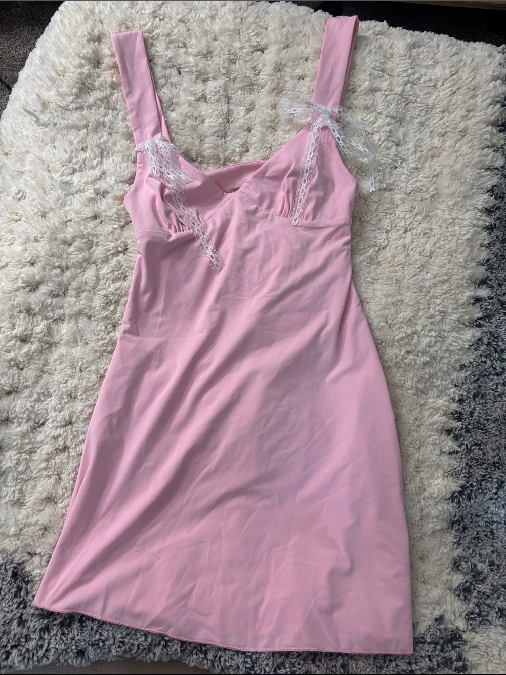 Edikted Pink Lace-Accent Slip Dress